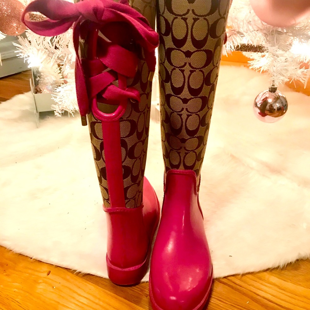 Pink Coach Rain Boots